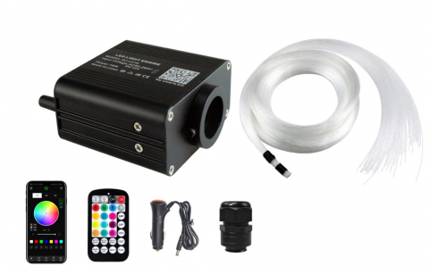 Kit fibra optica plafon instelat auto 16W, TWINKLE, 550 fire, 4 metri cu aplicatie telefon [4]