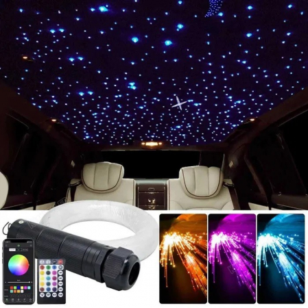 Lumini ambientale - Kit Fibra Optica Plafon Instelat auto RGBW 650 Fire 3M 0.75mm cu aplicatie