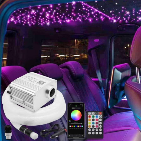 Kit Fibra Optica Plafon Instelat TWINKLE RGBW 650 Fire 3M 0.75mm cu aplicatie [4]