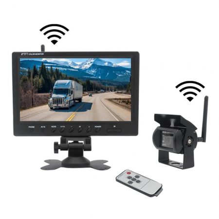Camere marsarier universale - Kit marsarier wireless cu camera si display de 9" 12V~24V, pentru Camioane, Autocare, Bus-uri