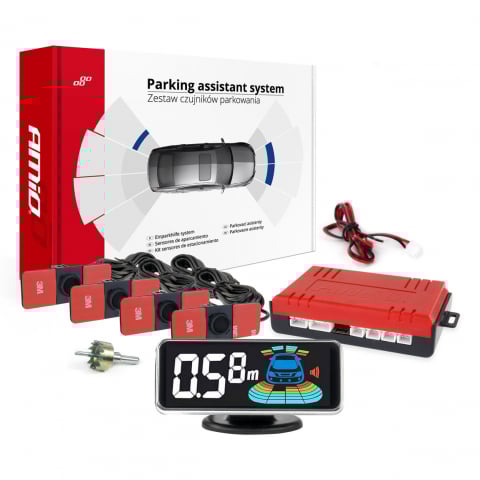 Senzori de parcare - Kit 4 senzori de parcare tip OEM 16,5 mm, cu afisaj LED senzori individual, 3D