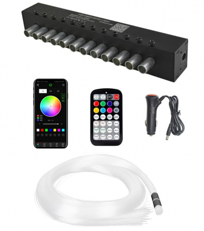 Lumini ambientale - Kit Fibra Optica plafon instelat RGB 9W, 12 canale, 120 fire la 3M