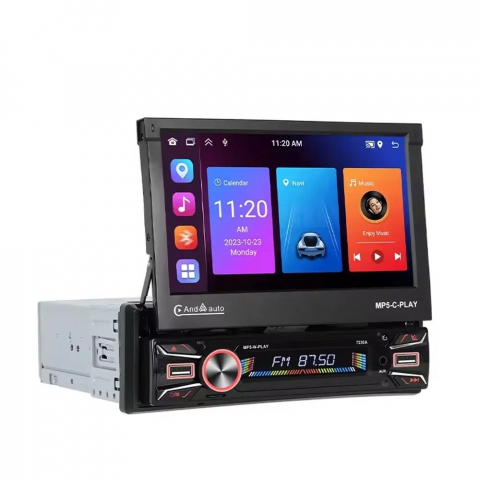 Navigatie 1DIN, Ecran retractabil automat de la buton, 2GB RAM 64GB, Android 12, Bluetooth, Wifi, Carplay / Android Auto [1]