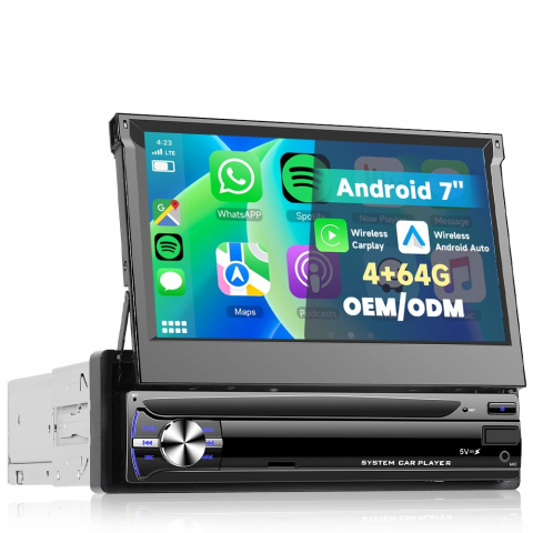 Navigatie 1DIN, Ecran retractabil, 4GB RAM 64GB, 4core carplay / android auto [1]