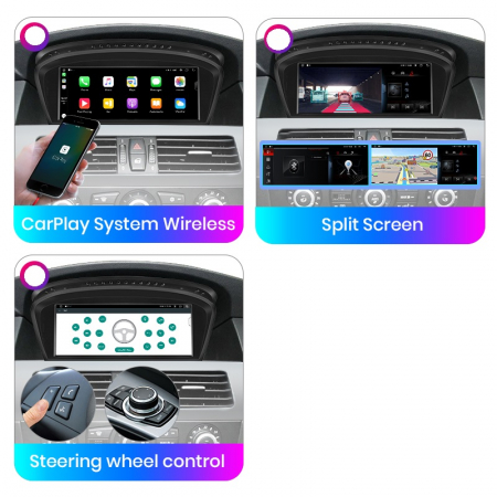 Navigatie bmw, seria 3 5, E60 E61 E63 E64 E90 E91 E92 (2009-2010), 2GB ram android CIC, carplay / android auto [4]