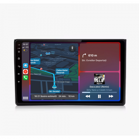 Navigatie auto dedicata - Navigatie Audi a4 b6, b7, seat exeo, android 12, 1GB RAM 32GB, wifi, google maps, youtube, waze, bluetooth 