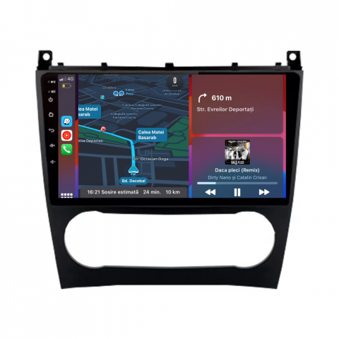 C-class w203 (2000-2007) - Navigatie Mercedes C class w203 (2005-2009), Android, Ecran 9 inch, 1GB RAM 32GB