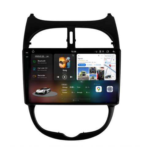 Navigatie auto dedicata - Navigatie Peugeot 206 (2001-2008), Ecran 9 inch 2K, 12GB RAM 256GB, 8-core