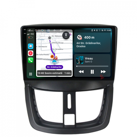 207 (2006-2015) - Navigatie Peugeot 207 (2006-2015), Ecran 9 inch, 8GB RAM 256GB, 8-core