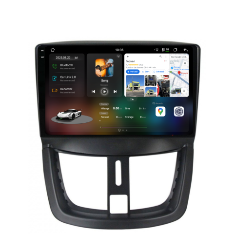 Navigatie auto dedicata - Navigatie Peugeot 207 (2006-2015), Ecran 9 inch 2K, 12GB RAM 256GB, 8-core