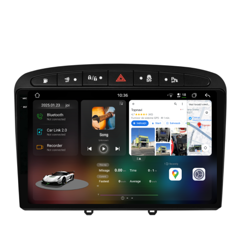 Navigatie auto dedicata - Navigatie Peugeot 308 (2008-2020), Ecran 9 inch 2K, 12GB RAM 256GB, 8-core