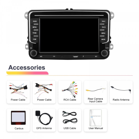 Navigatie volkswagen golf 5, golf 6, passat b6, b7, tiguan, touran, skoda octavia, fabia seat, android 12, 4GB RAM / 64GB, 7inch [2]