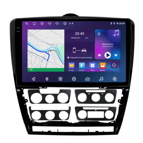 Octavia 2 facelift (2009-2013) - Navigatie Skoda Octavia 2 (2008-2013), Android, Ecran 10 inch, 6GB RAM 128GB, 8-core