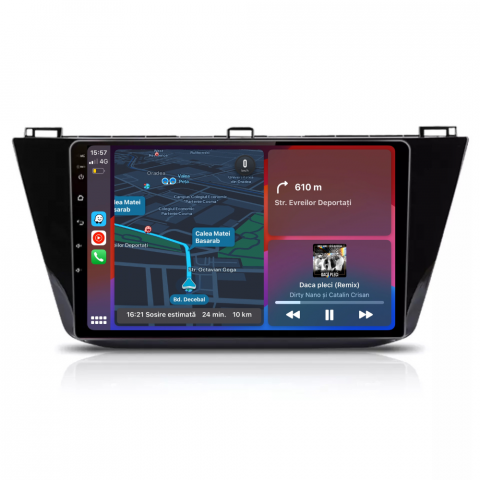 Tiguan (2016-2020) - Navigatie Volkswagen Tiguan 2016-2020, android 12, 1GB RAM, 32GB wifi, waze, youtube, google maps, bluetooth
