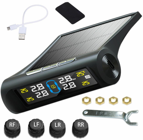 Accesorii interior - Set senzori de presiune si temperatura in roti, TPMS, cu incarcare solara, Ecran LCD