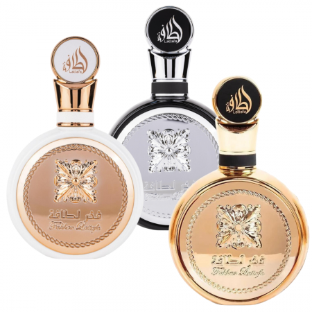 BLACK FRIDAY - Pachet 3 parfumuri Lattafa Fakhar: Femme 100ml + Homme 100ml + Gold Extrait 100ml