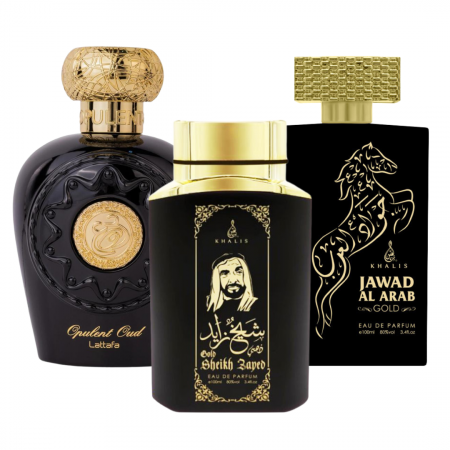 Pachete BARBATI - Pachet 3 parfumuri: Opulent Oud + Sheikh Zayed Gold + Jawad al Arab Gold