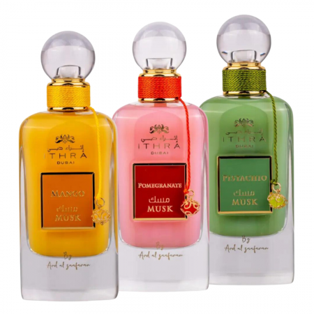 Seturi Parfumuri - Pachet 3 parfumuri Musk Collection - Ithra Dubai: Mango 100ml + Pomegranate 100ml + Pistachio 100ml