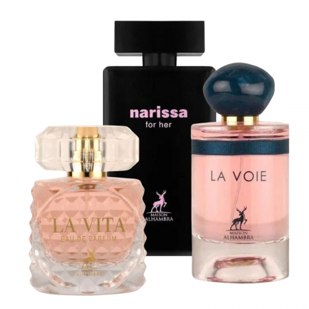 Seturi Parfumuri - Pachet 3 parfumuri dama: La vita 100ml + La voie 100ml + Narissa for her 100ml