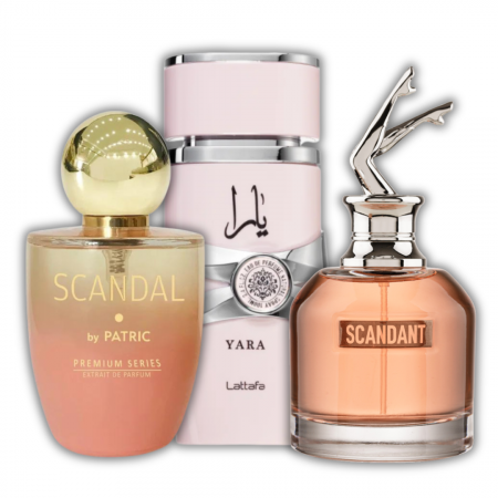 Pachete FEMEI - Pachet 3 parfumuri dama Best-Seller: Scandal 100ml + Yara 100ml + Scandant 100ml