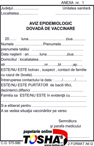 PRODUSE - AVIZ EPIDEMIOLOGIC