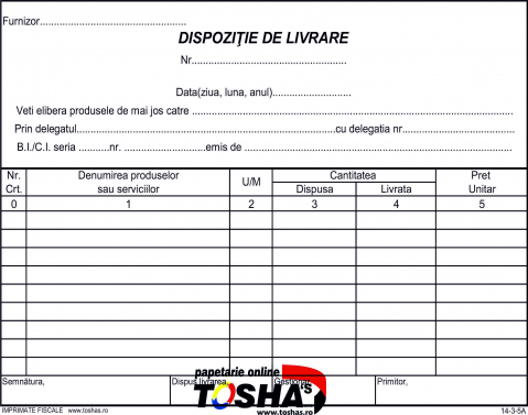 TIPIZATE - DISPOZIȚIE DE LIVRARE