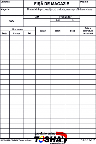 FISCALE - FIȘĂ DE MAGAZIE