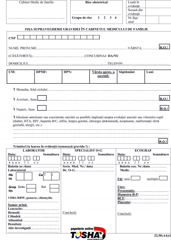 TIPIZATE - FISA SUPRAVEGHERII GRAVIDEI