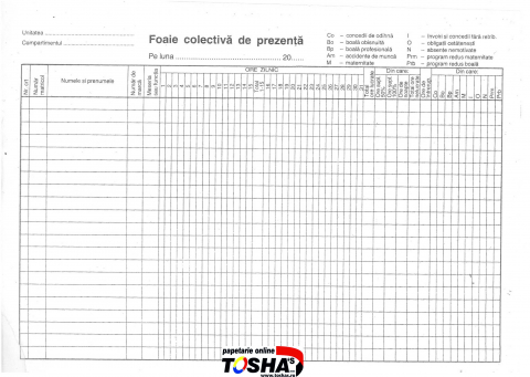FISCALE - FOAIE COLECTIVA DE PREZENȚĂ