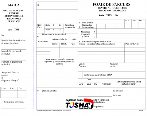 TRANSPORTATORI - FOAIE DE PARCURS TRANSPORT PERSOANE