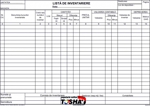 TIPIZATE - LISTA INVENTAR LANDSCAPE