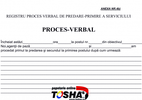 PAZĂ ȘI PROTECȚIE - PROCES VERBAL PREDARE PRIMIRE SERVICIU