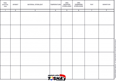 MEDICALE - REGISTRU DE STERILIZARE AL INSTRUMENTARULUI (cabinete medicale)