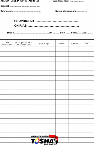 ASOCIAȚII DE PROPRIETARI - REGISTRU FISE INDIVIDUALE ASOCIATIE