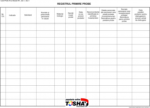 TIPIZATE - REGISTRU PRIMIRE PROBE SPITAL