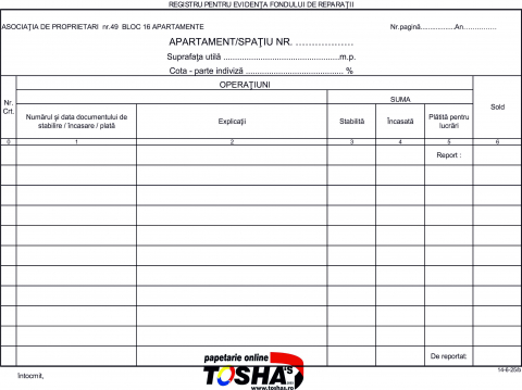 ASOCIAȚII DE PROPRIETARI - REGISTRU REPARATII