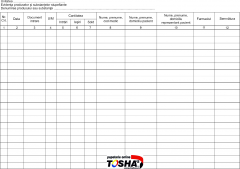MEDICALE - REGISTRU STUPEFIANTE FARMACIE