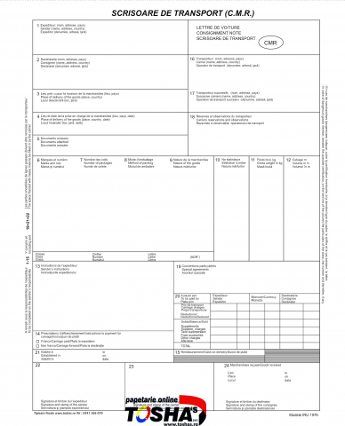TRANSPORTATORI - SCRISOARE DE TRANSPORT (CMR)