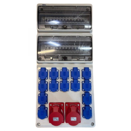 TABLOU ORGANIZARE SANTIER - Tablou electric echipat cu 20 prize monofazice și 2 prize trifazice 5P 32A