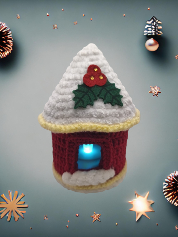 Crăciun - Căsuță croșetată de Crăciun cu LED multicolor