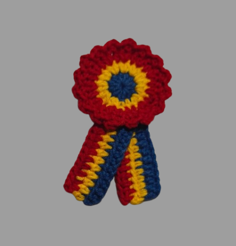 Brelocuri croșetate - Cocardă Tricoloră Croșetată
