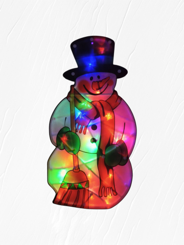 Crăciun - Decorațiune Luminoasă de Crăciun pentru Fereastră-Om de Zăpadă