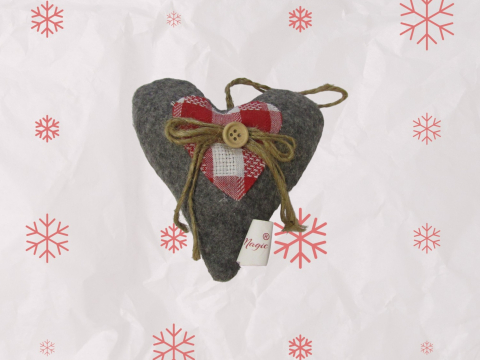 Crăciun - Ornament de Brad-Inimă din Textil