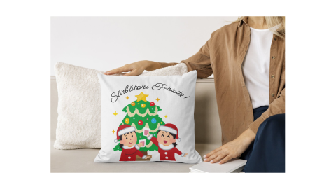 Crăciun - Pernă Decorativă de Crăciun „Sărbători Fericite!”