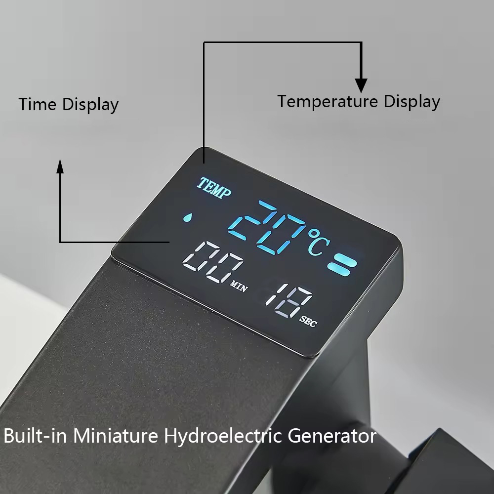 Baterie Chiuveta INNOVIX, Afisaj Digital, Senzor Cascada Fara Contact, Alimentare Hidroelectrica, Negru Mat [3]