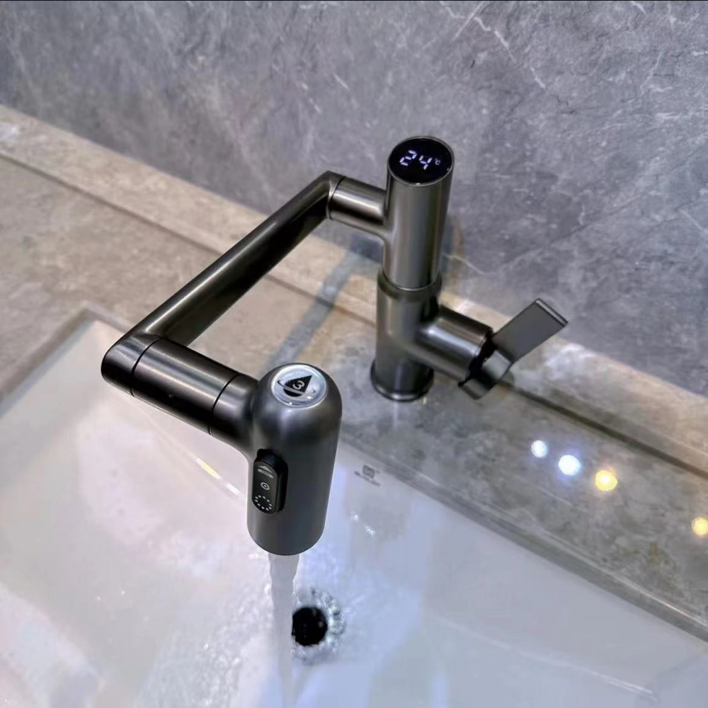 Baterie Lavoar INNOVIX, Brat Pivotant, Top Ceramic, Afisaj Digital al Temperaturii, Gri Mat [2]