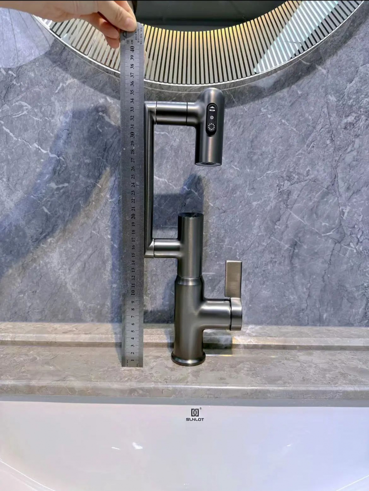 Baterie Lavoar INNOVIX, Brat Pivotant, Top Ceramic, Afisaj Digital al Temperaturii, Gri Mat [4]