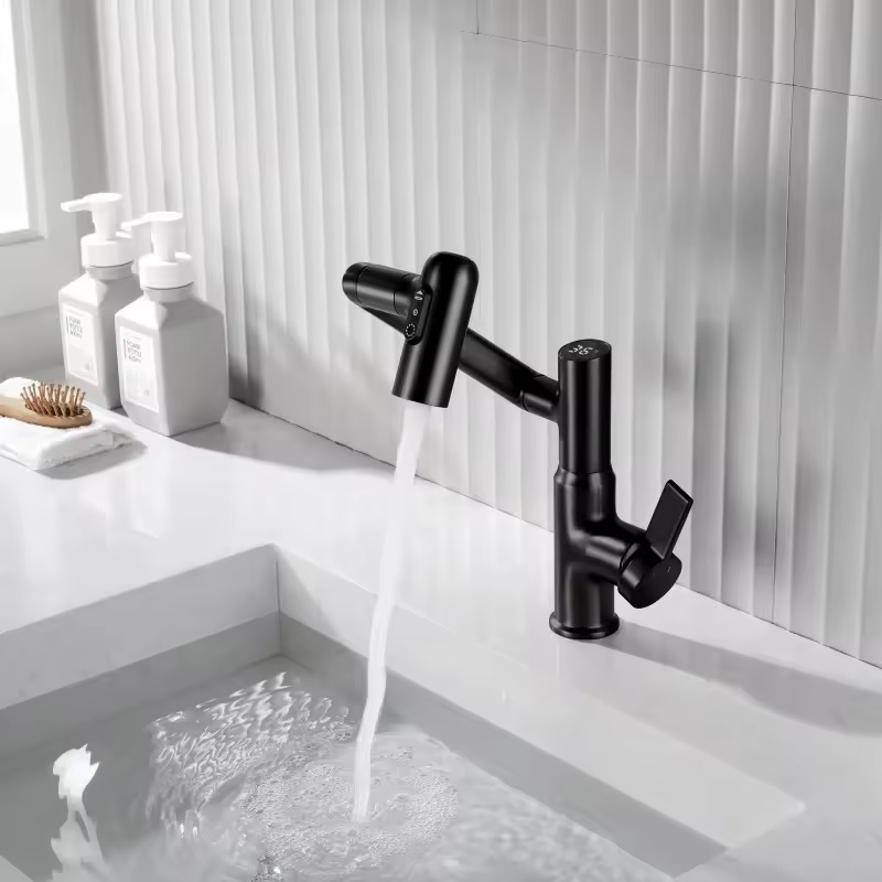 Baterie Lavoar INNOVIX, Brat Pivotant, Top Ceramic, Afisaj Digital al Temperaturii, Negru Mat [2]