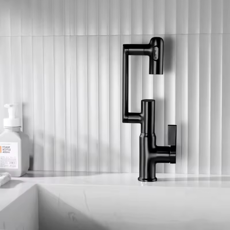 Baterie Lavoar INNOVIX, Brat Pivotant, Top Ceramic, Afisaj Digital al Temperaturii, Negru Mat [5]