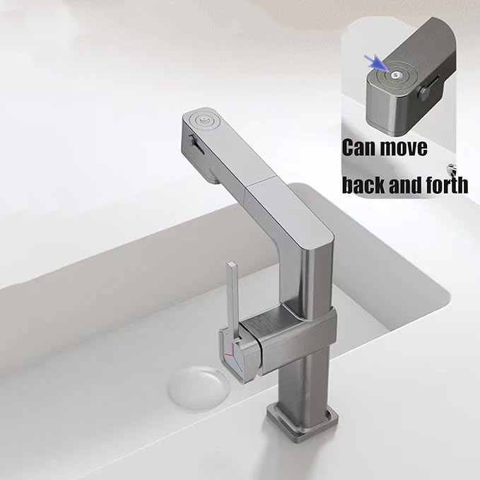 Baterie Lavoar INNOVIX cu Display Digital, Furtun Extensibil 60 cm, Rotire 360°, Top Ceramic, Control Temperatura, Gri Mat [5]